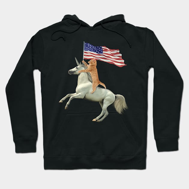 'Meowica Unicorn Cat' Funny July 4th Flag Gift Hoodie by ourwackyhome